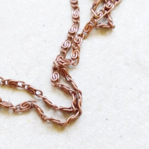 Rose Quartz & Mahogany Obsidian Y Necklace ~  Celtic Knot ~ Ornate Copper Chain - Picture 7 of 9